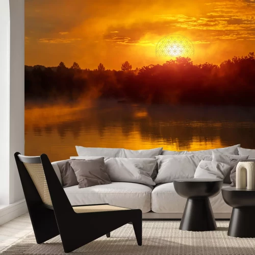 Fototapete Sonnenuntergang am kleinen See