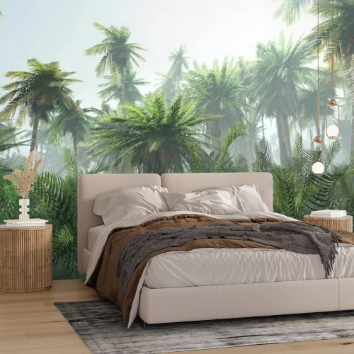 Fototapete Palmen im Nebel