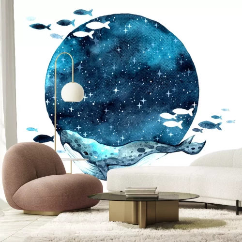 Sticker Aquarell-Wal bei Vollmond