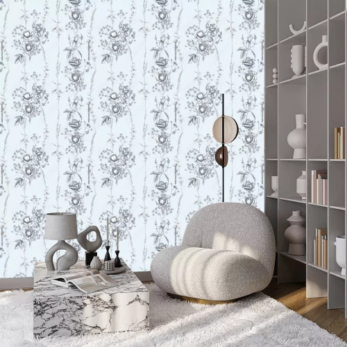 Tapete Rosendickichte in Blau