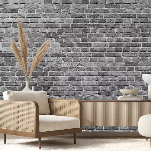 Fototapete Schwarz-weiße Ziegelwandstruktur