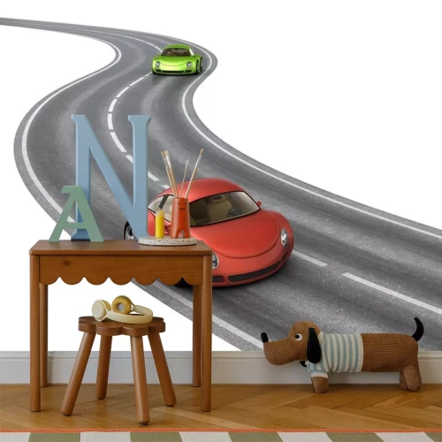 Sticker Straßenrennen grün rote Autos