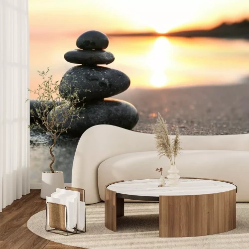 Fototapete Steine vor dem Hintergrund der untergehenden Sonne