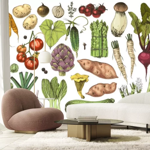 Sticker Gesundes Essen Gemüse und Pilze