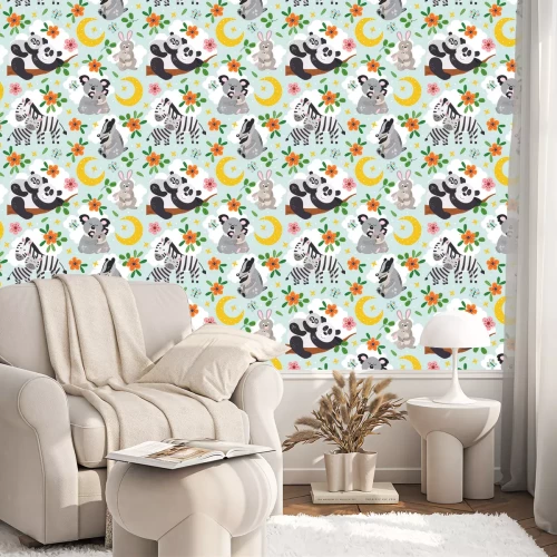 Tapete Niedliche Safaritiere für Kinder