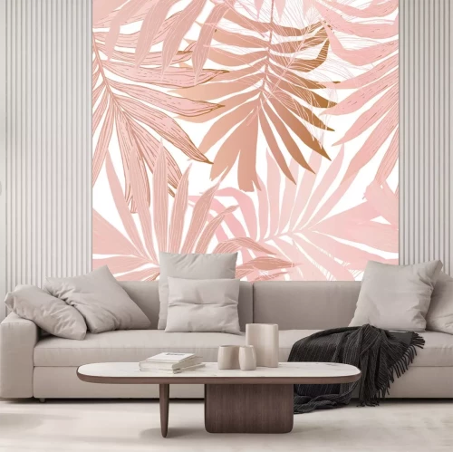 Sticker Rosa Palmenblätter weißer Hintergrund