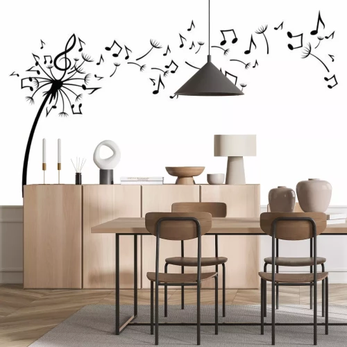 Sticker Noten Violinschlüssel aus einer Pusteblume herausfliegend