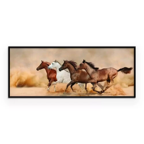 Poster Eine Pferdeherde galoppiert durch die Wüste