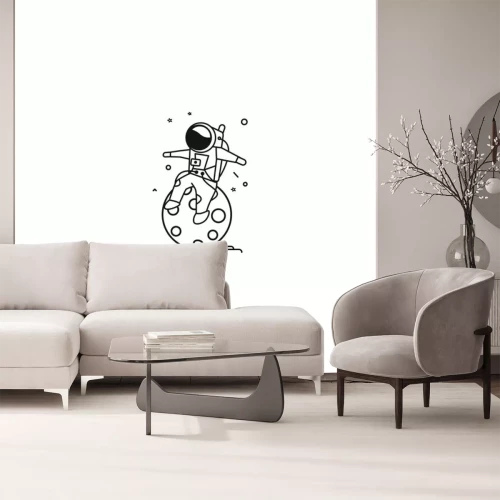 Sticker Astronaut Mond und Sterne minimalistische Grafik