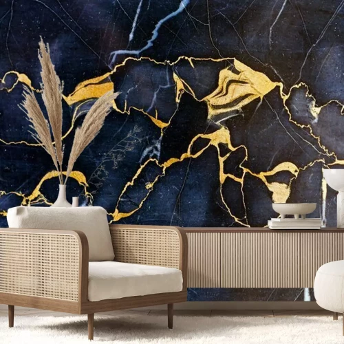 Fototapete Marmor gelbe Vene