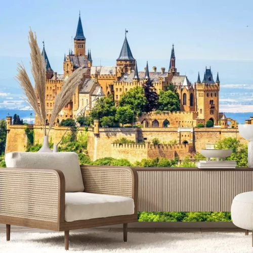 Fototapete Landschaft mit Blick auf eine gotische Burg