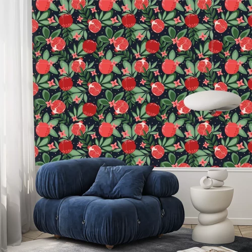 Tapete Granatäpfel inmitten der Blätter