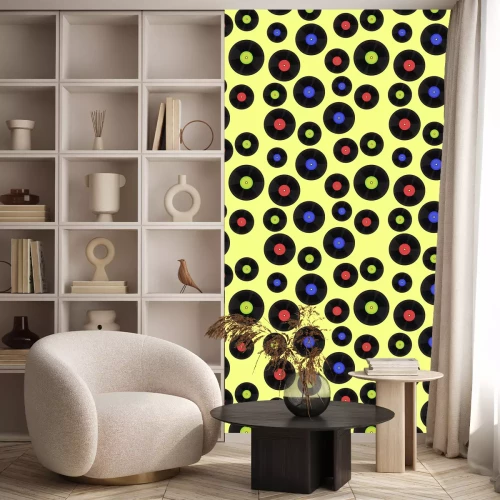 Tapete Nahtloses Muster mit Schallplatten. Vektorbild