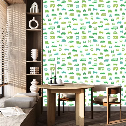 Tapete Verschiedene Auto Ikonen nahtlose Muster Hintergrund (Silhouette) Öko-Farbe