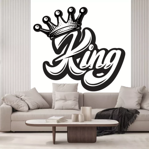 Sticker Vector illustration with crown and calligraphic inscription King