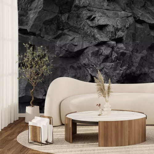 Fototapete Schwarze Steintextur mit 3D-Effekt
