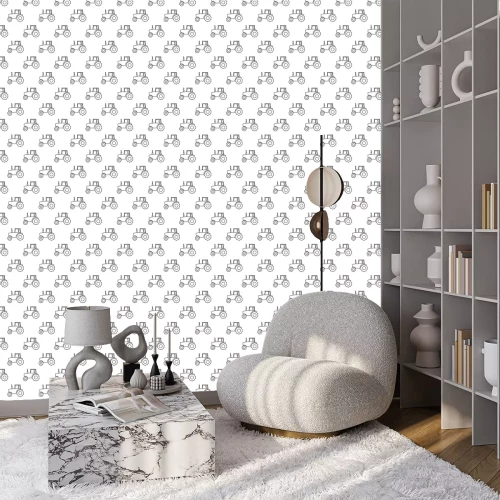 Tapete Vector seamless pattern with linear tractors. Seamless pattern.