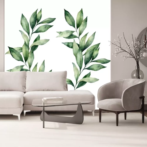 Sticker Watercolor eucalyptus branches set. Hand painted eucalyptus thick branch and leaves isolated on white background. Floral illustration for design, print, fabric or background. Botanical set.