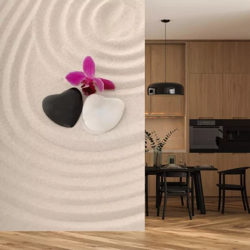 Sticker Sandbild Zen mit Herz und Orchidee