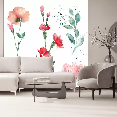 Sticker Aquarell-Blumen mit Abstraktion