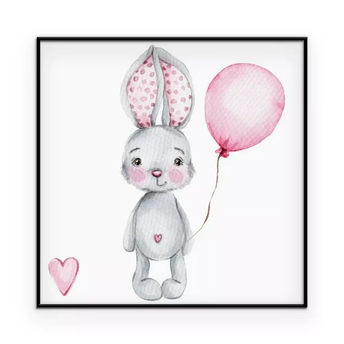 Poster Kaninchen mit Ballon (Aquarell)
