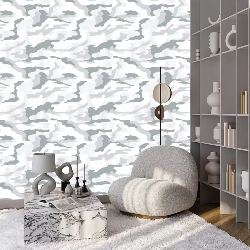 Tapete Dot pattern camouflage seamless background in white