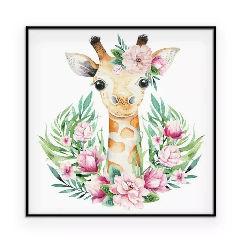 Poster Giraffe in einem Blumenarrangement