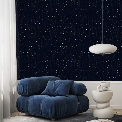 Tapete Seamless space pattern with gold star rain on dark blue background