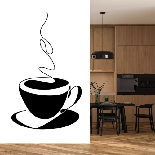 Sticker Tasse Kaffee schwarz-weiße Grafik