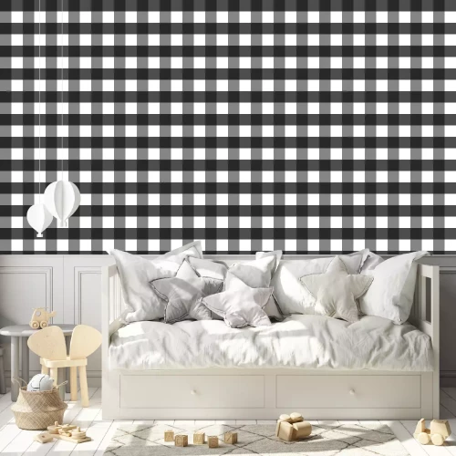 Tapete Vector seamless pattern of black and white plaid.