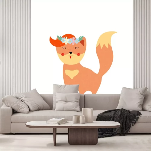 Sticker Rotfuchs mit roter Mähne und Kranz