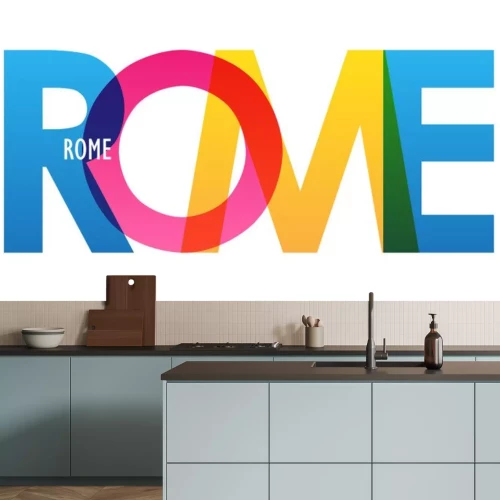Sticker ROME colorful vector typography banner