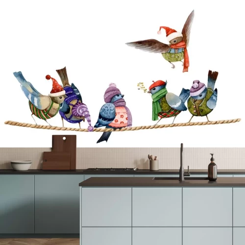 Sticker Wintervögel in Hüten