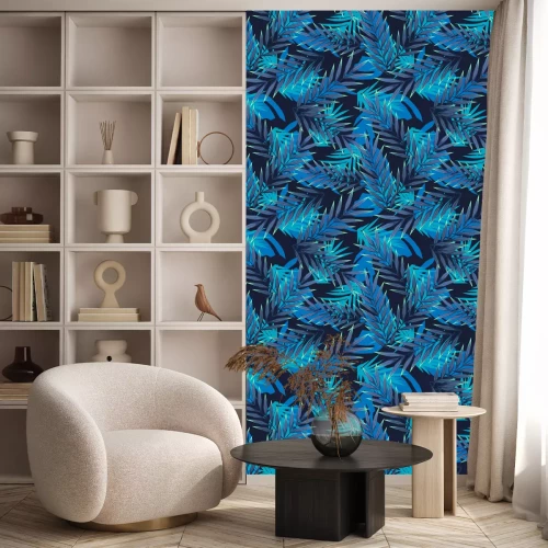 Tapete Blaue tropische Blätter
