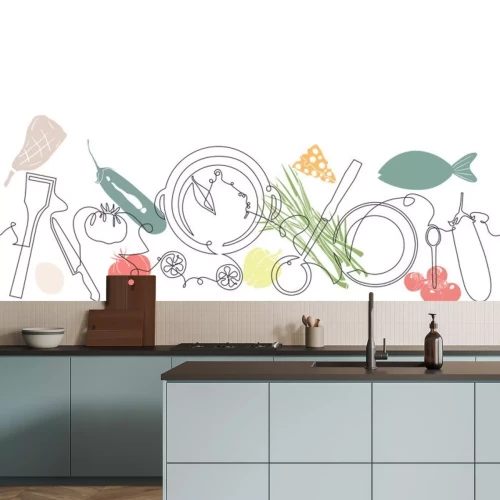 Sticker Leckeres Essen Grafik mit einer einzigen Linie gefertigt