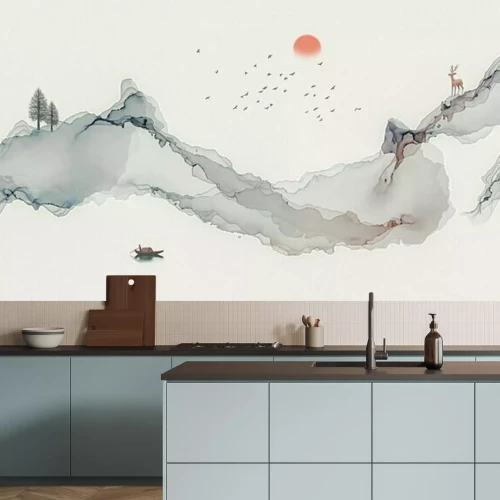 Sticker Abstract ink contracted adornment line landscape artistic conception