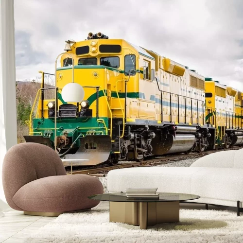 Sticker Diesellokomotive und bewölktem Himmel