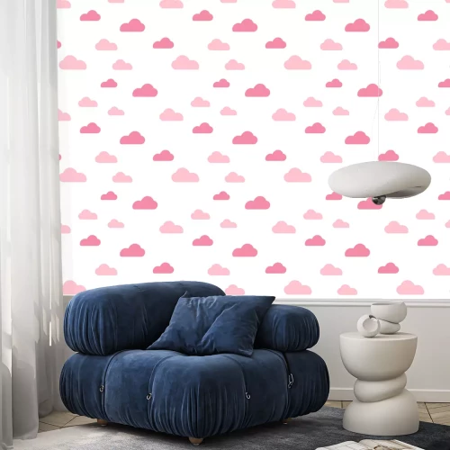 Tapete Pink cloud seamless pattern vector design baby art. Baby shower clouds , sky seamless pattern texture - Vector