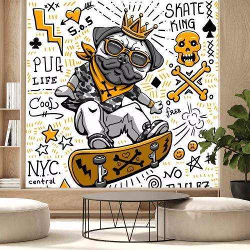 Sticker pug dog illustration graphic design resource