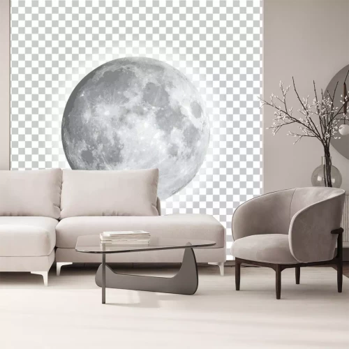 Sticker Schwarz-Weiß-Fotografie eines Vollmondes