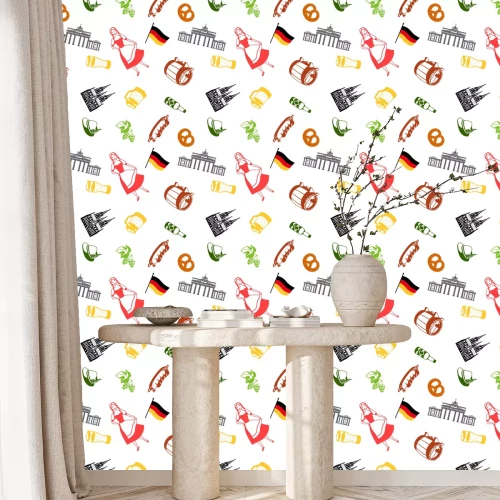 Tapete German seamless pattern. Germany national traditional symbols.