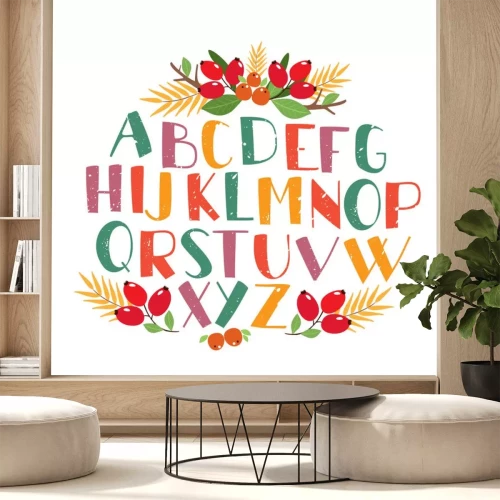 Sticker Alphabet in Herbstfarben