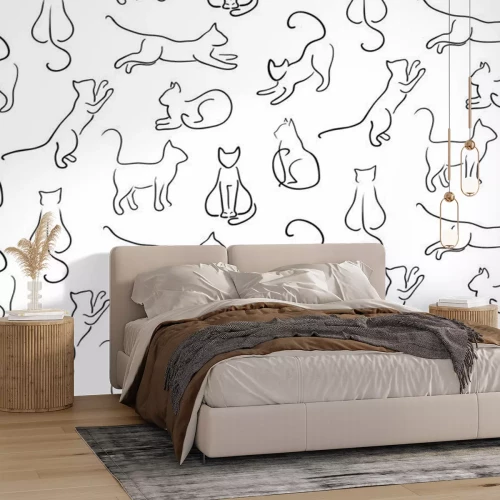 Fototapete Monochrome Silhouetten von Katzen