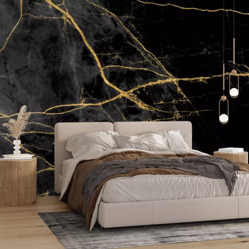 Fototapete Schwarze und goldene Marmorstruktur