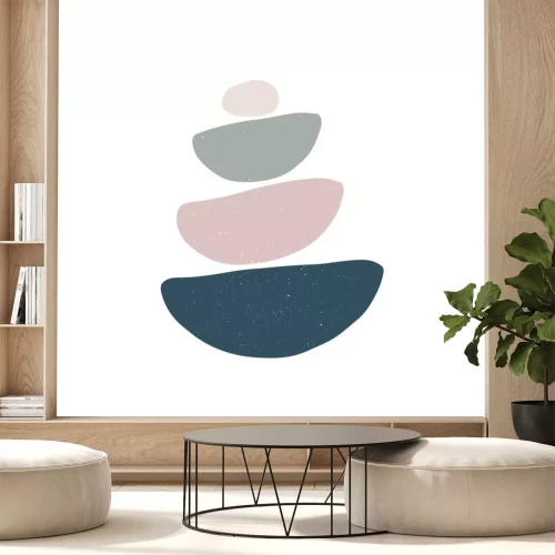 Sticker Balance and zen concept. Abstract shape rocks pyramid