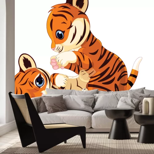 Sticker Tiger zwei junge Tiger beim Spielen