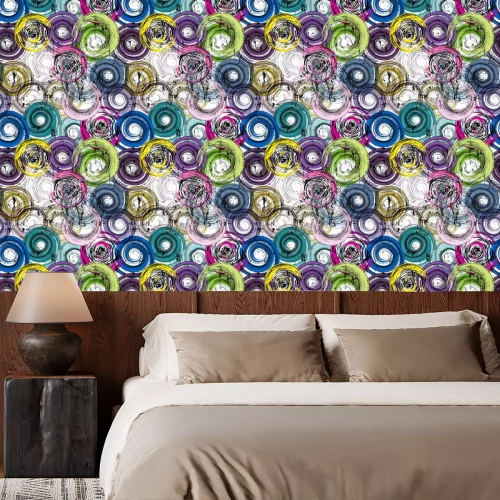 Tapete Bunte Kreiszeichnungen