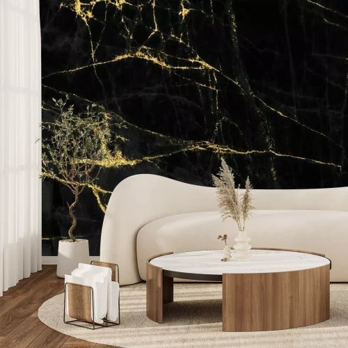 Fototapete Moderner gelbschwarzer Marmor