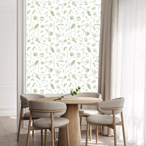 Tapete Grünes Gemüse und Kräuter mit Aufschriften