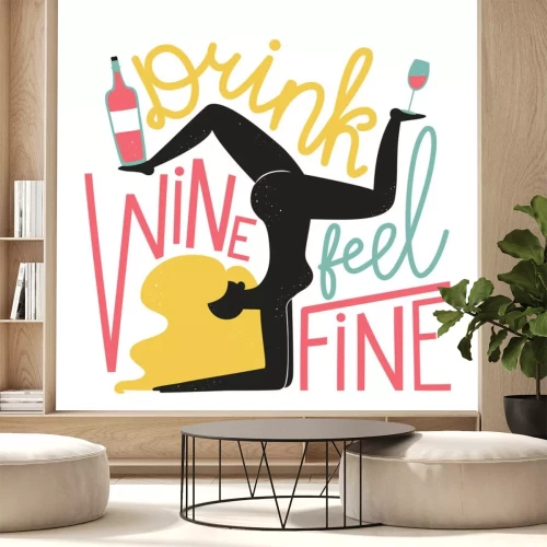 Sticker Lustige Grafik mit Wein und Frau